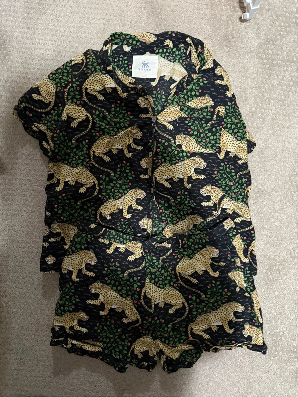 Printfresh Short Pajama Set in Bagheera